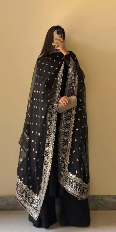 KD 1502 Black Chinon Silk With Inner Plain Anarkali Gown Casual, Wedding, Festive, Events . Expected Delivery  4-6 Working Days @1999/- only      | Casual Suits, Jump Suits, Salwar suit, Creative suits, Designer Suits, Palazzo Suits, Party Wear Suits, Patiala Suits, Straight Suits