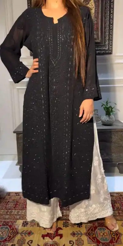 BE 336 Black Color Rayon Embroidery Foil Thread Work Salwar Suit Casual, Wedding, Festive, Events . Expected Delivery  4-6 Working Days @1849/- only      | Casual Suits, Jump Suits, Salwar suit, Creative suits, Designer Suits, Palazzo Suits, Party Wear Suits, Patiala Suits, Straight Suits