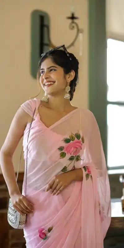 SC 405 Pink Color Soft Georgette Silk All Over Saree Casual, Wedding, Festive, Events . Expected Delivery  4-6 Working Days @1599/- only                                                                                                                                           | Designer Sarees, Embroidered Sarees, Sarees, Bollywood Sarees, Creative Sarees, Ethnic Saree, Modern Digital sarees, Party Wear Sarees