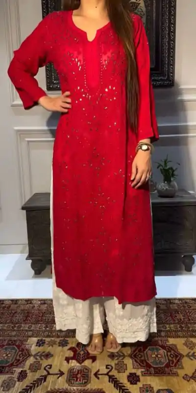 BE 336 Red Color Rayon Embroidery Foil Thread Work Salwar Suit Casual, Wedding, Festive, Events . Expected Delivery  4-6 Working Days @1849/- only      | Casual Suits, Jump Suits, Salwar suit, Creative suits, Designer Suits, Palazzo Suits, Party Wear Suits, Patiala Suits, Straight Suits