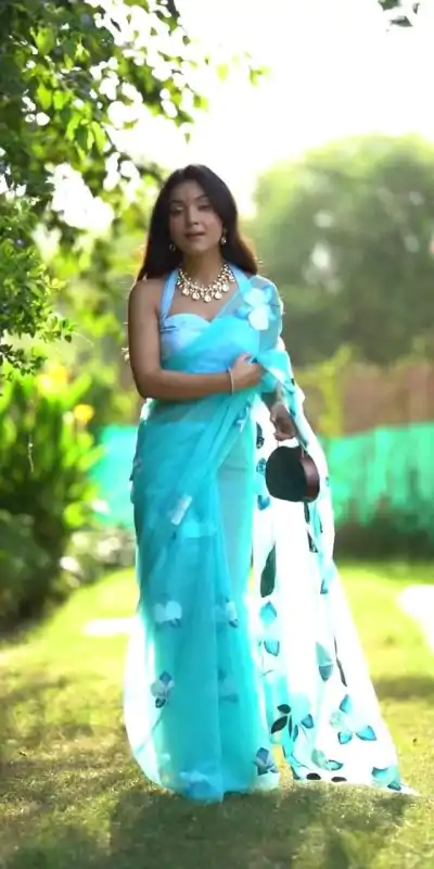 SC 407Sky Blue Color Soft Organza Silk Ready To Wear Saree Casual, Wedding, Festive, Events . Expected Delivery  4-6 Working Days @1599/- only                                                                                                                                           | Designer Sarees, Embroidered Sarees, Sarees, Bollywood Sarees, Creative Sarees, Ethnic Saree, Modern Digital sarees, Party Wear Sarees
