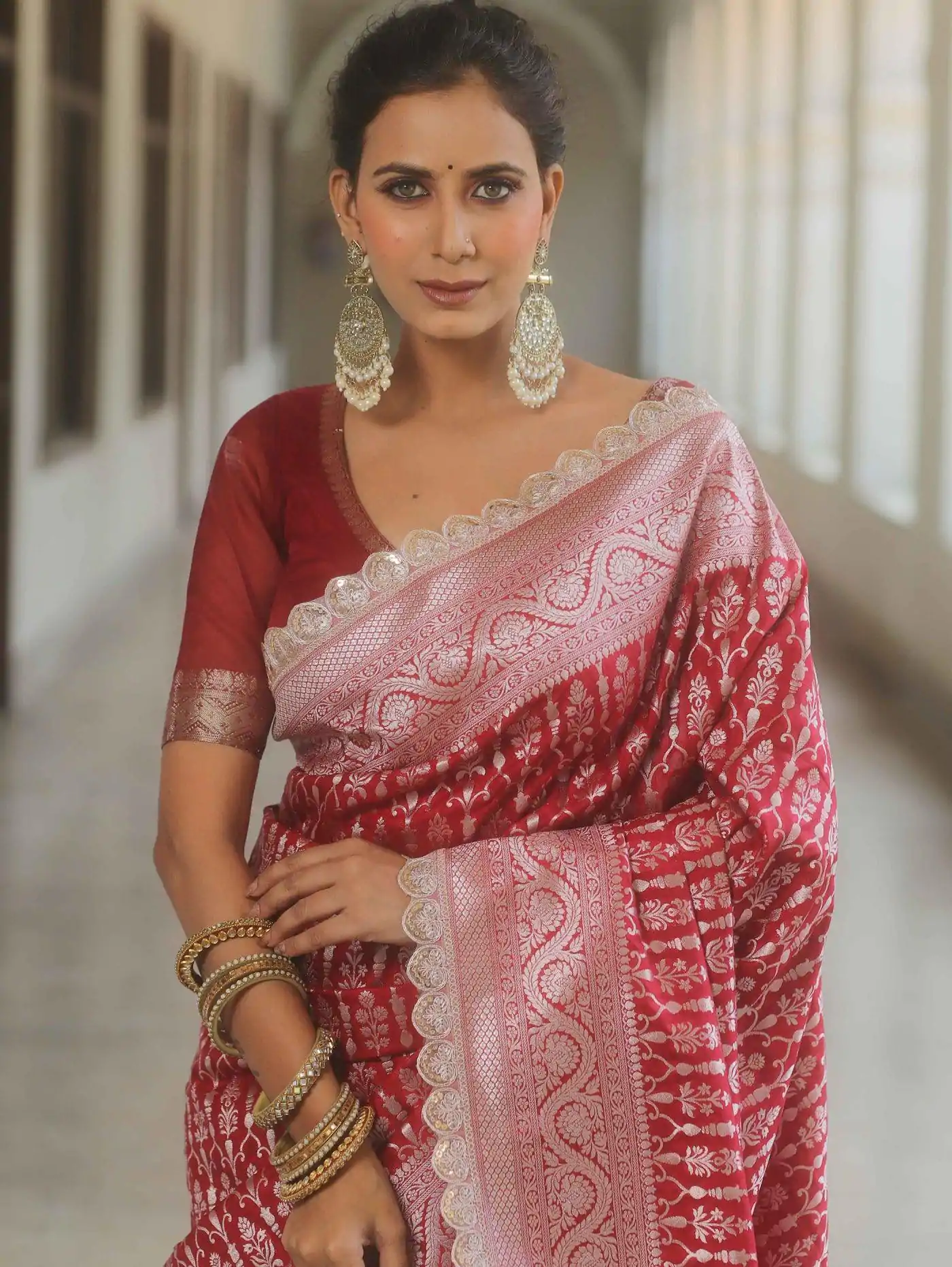  MS 492 Red Color Jacquard Embroidery Cording Lace Saree Casual, Wedding, Festive, Events . Expected Delivery  4-6 Working Days @1449/- only                                                                                                                                             | Designer Sarees, Embroidered Sarees, Sarees, Bollywood Sarees, Creative Sarees, Ethnic Saree, Modern Digital sarees, Party Wear Sarees