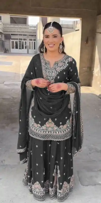 RTC 5852 Black Color Chinon Silk Thread Sequence Work Salwar Suit Casual, Wedding, Festive, Events . Expected Delivery  4-6 Working Days @2099/- only      | Casual Suits, Jump Suits, Salwar suit, Creative suits, Designer Suits, Palazzo Suits, Party Wear Suits, Patiala Suits, Straight Suits