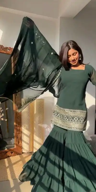 RTC 5662 Green Color Georgette Thread Sequence Salwar Suit Casual, Wedding, Festive, Events . Expected Delivery  4-6 Working Days @1949/- only      | Casual Suits, Jump Suits, Salwar suit, Creative suits, Designer Suits, Palazzo Suits, Party Wear Suits, Patiala Suits, Straight Suits