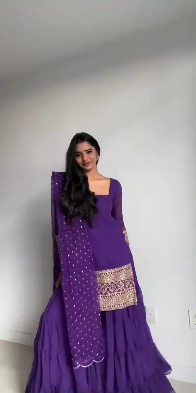 RTC 5662 Violet Color Georgette Thread Sequence Salwar Suit Casual, Wedding, Festive, Events . Expected Delivery  4-6 Working Days @1949/- only      | Casual Suits, Jump Suits, Salwar suit, Creative suits, Designer Suits, Palazzo Suits, Party Wear Suits, Patiala Suits, Straight Suits
