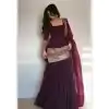 Simple Wine Color Georgette Thread Sequence Salwar Suit