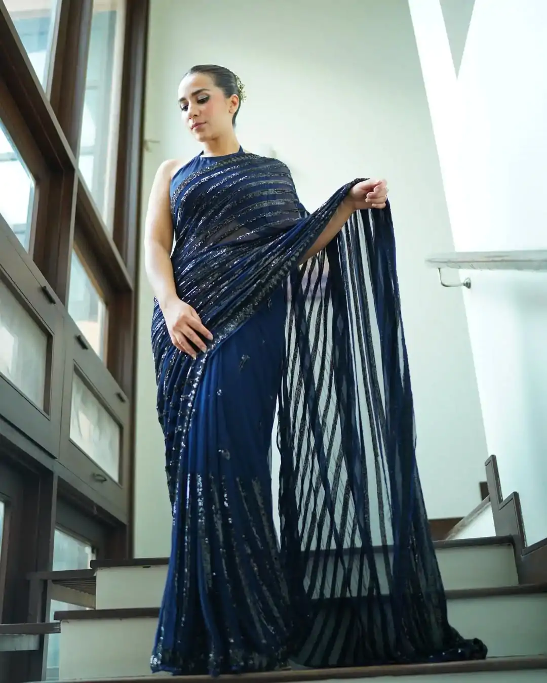 JR 633 Navy Blue Color Georgette Sequence Work Saree Casual, Wedding, Festive, Events . Expected Delivery  4-6 Working Days @1899/- only                                                                                                                                           | Designer Sarees, Embroidered Sarees, Sarees, Bollywood Sarees, Creative Sarees, Ethnic Saree, Modern Digital sarees, Party Wear Sarees