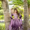 Stunning Purple Color Chinon Sequence Embroidery Work Gown