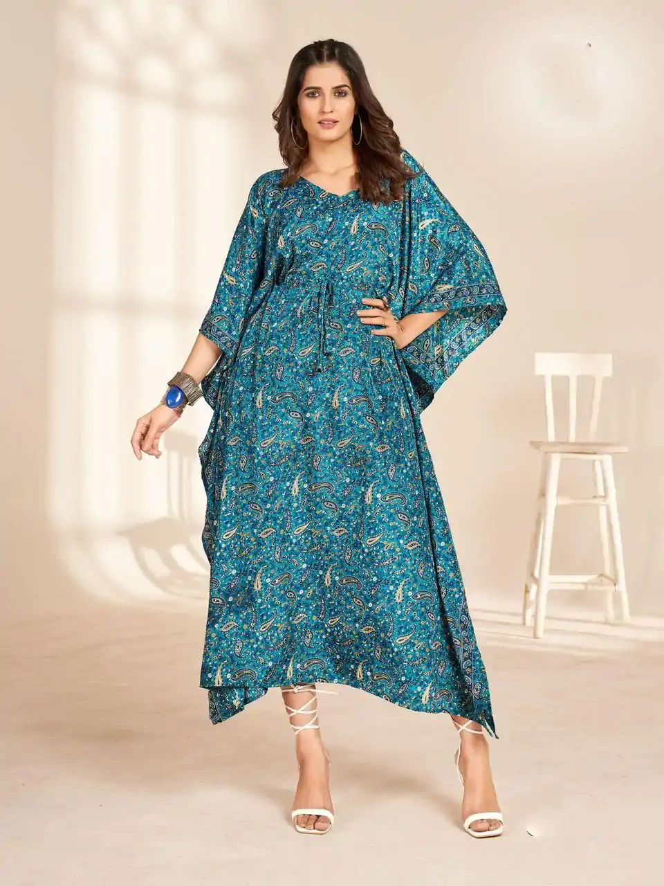 INLI Kaftan vol 2.0 Blue Color Heavy French Crape Print Kaftan Suit Casual, Wedding, Party, Festive, Events Etc.4-6 Working Days@ 1399/-only | Casual Suits, Jump Suits, Salwar suit, Creative suits, Designer Suits, Palazzo Suits, Party Wear Suits, Patiala Suits, Straight Suits