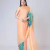 ST 1102 Peach Color Japan Satin Digital Print Work Saree Casual, Wedding, Festive, Events . Expected Delivery  4-6 Working Days @1849/- only      | Designer Sarees, Embroidered Sarees, Sarees, Bollywood Sarees, Creative Sarees, Ethnic Saree, Modern Digital sarees, Party Wear Sarees