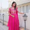 Ram 075 Pink Color Bandhej Fox Georgette Sequence Work Gown Casual, Wedding, Party, Festive, Events Etc.4-6 Working Days@ 2049/-only | Gowns, Bollywood Gowns, Creative Gowns, Designer Gowns, Embroidered Gowns, Party Wear Gowns