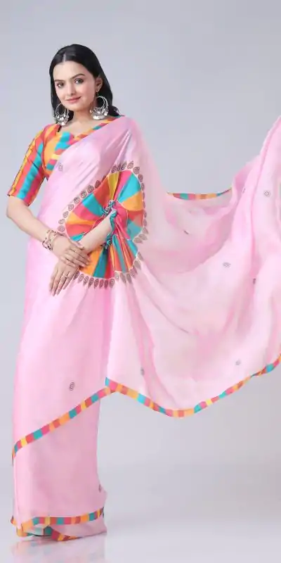 ST 1102 Pink Color Japan Satin Digital Print Work Saree Casual, Wedding, Festive, Events . Expected Delivery  4-6 Working Days @1849/- only      | Designer Sarees, Embroidered Sarees, Sarees, Bollywood Sarees, Creative Sarees, Ethnic Saree, Modern Digital sarees, Party Wear Sarees