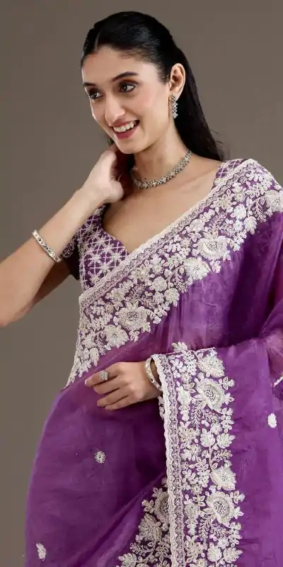 BT 1265 Purple Color Gold Crush Sequins Work Fancy Border Saree Casual, Wedding, Festive, Events . Expected Delivery  4-6 Working Days @2249/- only                                                                                                                                           | Designer Sarees, Embroidered Sarees, Sarees, Bollywood Sarees, Creative Sarees, Ethnic Saree, Modern Digital sarees, Party Wear Sarees