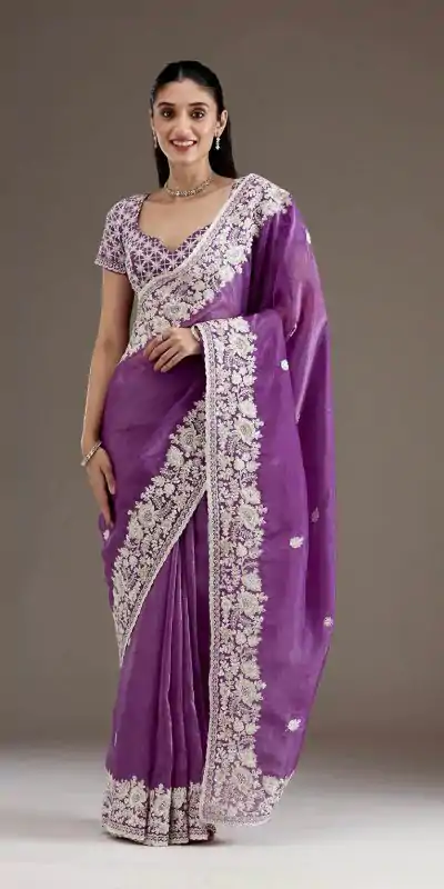 BT 1265 Purple Color Gold Crush Sequins Work Fancy Border Saree Casual, Wedding, Festive, Events . Expected Delivery  4-6 Working Days @2249/- only                                                                                                                                           | Designer Sarees, Embroidered Sarees, Sarees, Bollywood Sarees, Creative Sarees, Ethnic Saree, Modern Digital sarees, Party Wear Sarees