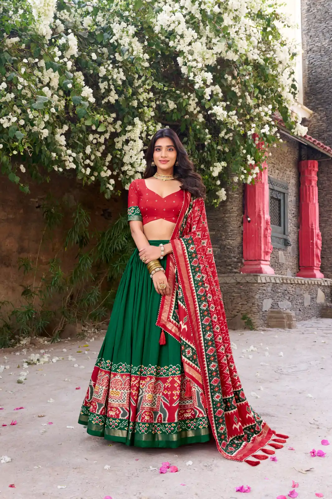 LNB 1221 Green Color Tushar Silk Patola Printed Lehenga Choli Casual, Wedding, Party, Festive, Events Etc.4-6 Working Days@ 2249/-only | Lehenga, Bollywood Lehenga, Creative Lehenga, Designer Lehenga, Embroidered Lehenga, Party Wear Lehenga