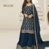 FC 66211 Navy Blue Color Jacquard Silk Chinon Multi Work Salwar Suit Casual, Wedding, Party, Festive, Events Etc.4-6 Working Days@ 2649/-only | Casual Suits, Jump Suits, Salwar suit, Creative suits, Designer Suits, Palazzo Suits, Party Wear Suits, Patiala Suits, Straight Suits