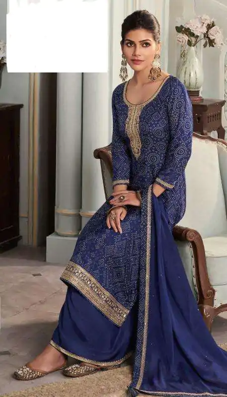 V 70531 Navy Blue Color Viscose Silk Sequence Work Digital Print Salwar Suit Casual, Wedding, Festive, Events . Expected Delivery  4-6 Working Days @2099/-       | Casual Suits, Jump Suits, Salwar suit, Creative suits, Designer Suits, Palazzo Suits, Party Wear Suits, Patiala Suits, Straight Suits