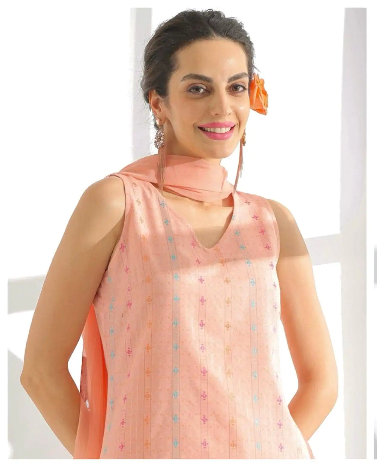 INLI Ghibli Peach Color Pure Cotton Print Salwar Suit Casual, Wedding, Party, Festive, Events Etc.4-6 Working Days@ 1499/-only | Casual Suits, Jump Suits, Salwar suit, Creative suits, Designer Suits, Palazzo Suits, Party Wear Suits, Patiala Suits, Straight Suits