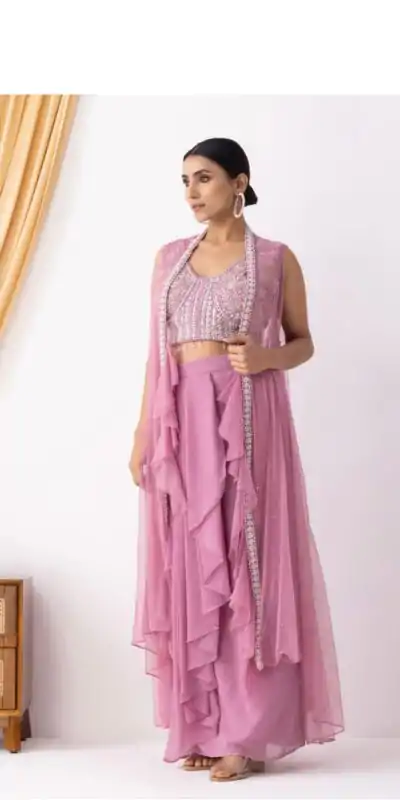 BE 332 Pink Color Georgette Beads Sequence Work Lace Dhoti Suit Casual, Wedding, Party, Festive, Events Etc.4-6 Working Days@ 2099/-only | Casual Suits, Jump Suits, Salwar suit, Creative suits, Designer Suits, Palazzo Suits, Party Wear Suits, Patiala Suits, Straight Suits