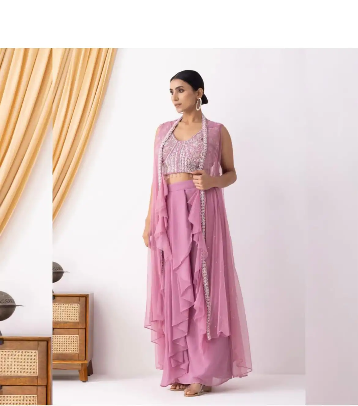 BE 332 Pink Color Georgette Beads Sequence Work Lace Dhoti Suit Casual, Wedding, Party, Festive, Events Etc.4-6 Working Days@ 2099/-only | Casual Suits, Jump Suits, Salwar suit, Creative suits, Designer Suits, Palazzo Suits, Party Wear Suits, Patiala Suits, Straight Suits