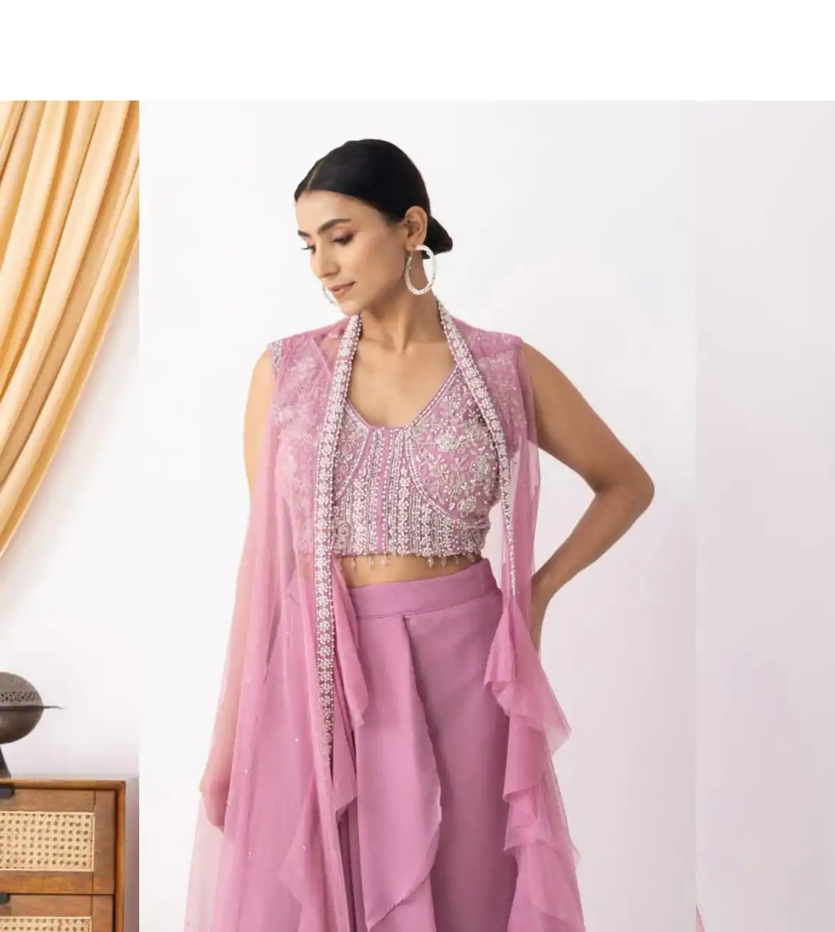 BE 332 Pink Color Georgette Beads Sequence Work Lace Dhoti Suit Casual, Wedding, Party, Festive, Events Etc.4-6 Working Days@ 2099/-only | Casual Suits, Jump Suits, Salwar suit, Creative suits, Designer Suits, Palazzo Suits, Party Wear Suits, Patiala Suits, Straight Suits