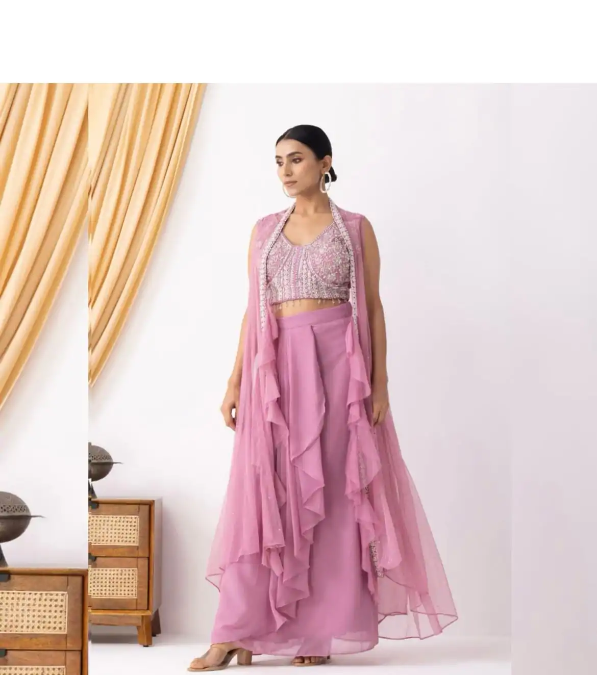 BE 332 Pink Color Georgette Beads Sequence Work Lace Dhoti Suit Casual, Wedding, Party, Festive, Events Etc.4-6 Working Days@ 2099/-only | Casual Suits, Jump Suits, Salwar suit, Creative suits, Designer Suits, Palazzo Suits, Party Wear Suits, Patiala Suits, Straight Suits
