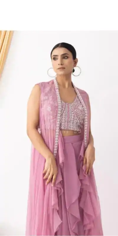 BE 332 Pink Color Georgette Beads Sequence Work Lace Dhoti Suit Casual, Wedding, Party, Festive, Events Etc.4-6 Working Days@ 2099/-only | Casual Suits, Jump Suits, Salwar suit, Creative suits, Designer Suits, Palazzo Suits, Party Wear Suits, Patiala Suits, Straight Suits