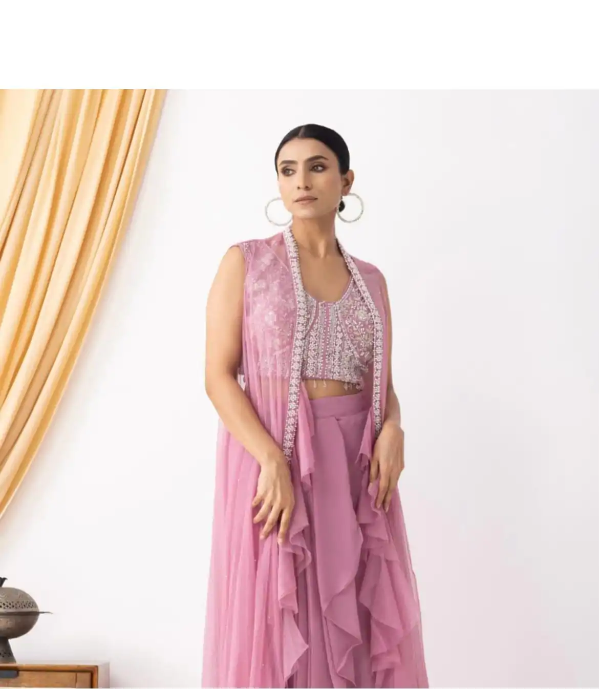 BE 332 Pink Color Georgette Beads Sequence Work Lace Dhoti Suit Casual, Wedding, Party, Festive, Events Etc.4-6 Working Days@ 2099/-only | Casual Suits, Jump Suits, Salwar suit, Creative suits, Designer Suits, Palazzo Suits, Party Wear Suits, Patiala Suits, Straight Suits