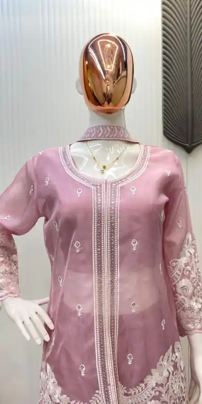 LG 1902 Pink Color Organza Sequence Work Indo-Western Suit Casual, Wedding, Party, Festive, Events Etc.4-6 Working Days@ 2049/-only | Casual Suits, Jump Suits, Salwar suit, Creative suits, Designer Suits, Palazzo Suits, Party Wear Suits, Patiala Suits, Straight Suits