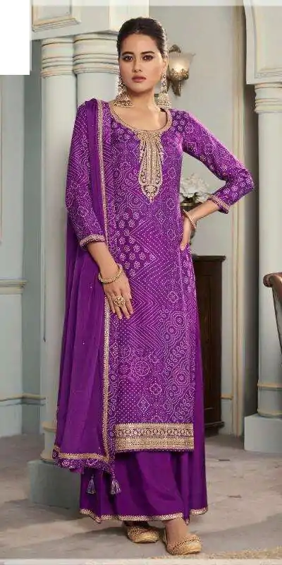 V 70531 Purple Color Viscose Silk Sequence Work Digital Print Salwar Suit Casual, Wedding, Festive, Events . Expected Delivery 4-6 Working Days @2099/- only | Casual Suits, Jump Suits, Salwar suit, Creative suits, Designer Suits, Palazzo Suits, Party Wear Suits, Patiala Suits, Straight Suits