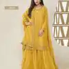 FC 66211 Yellow Color Jacquard Silk Chinon Multi Work Salwar Suit Casual, Wedding, Party, Festive, Events Etc.4-6 Working Days@ 2649/-only | Casual Suits, Jump Suits, Salwar suit, Creative suits, Designer Suits, Palazzo Suits, Party Wear Suits, Patiala Suits, Straight Suits
