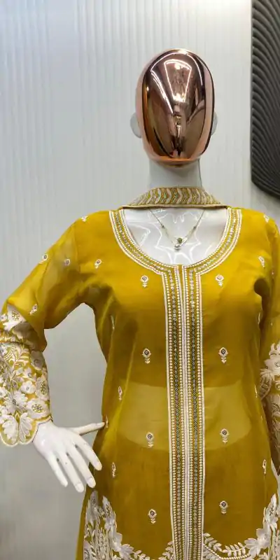 LG 1902 Yellow Color Organza Sequence Work Indo-Western Suit Casual, Wedding, Party, Festive, Events Etc.4-6 Working Days@ 2049/-only | Casual Suits, Jump Suits, Salwar suit, Creative suits, Designer Suits, Palazzo Suits, Party Wear Suits, Patiala Suits, Straight Suits