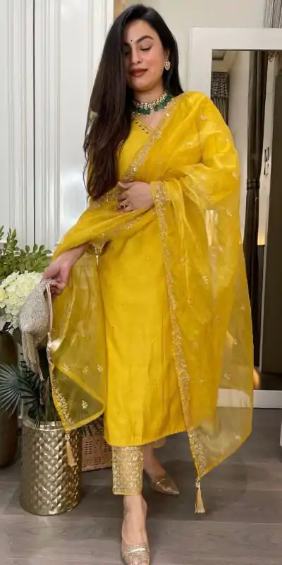 LG 1928 Yellow Color Roman Silk Sequence With Mirror Work Salwar Suit Casual, Wedding, Party, Festive, Events Etc.4-6 Working Days@ 1999/-only | Casual Suits, Jump Suits, Salwar suit, Creative suits, Designer Suits, Palazzo Suits, Party Wear Suits, Patiala Suits, Straight Suits
