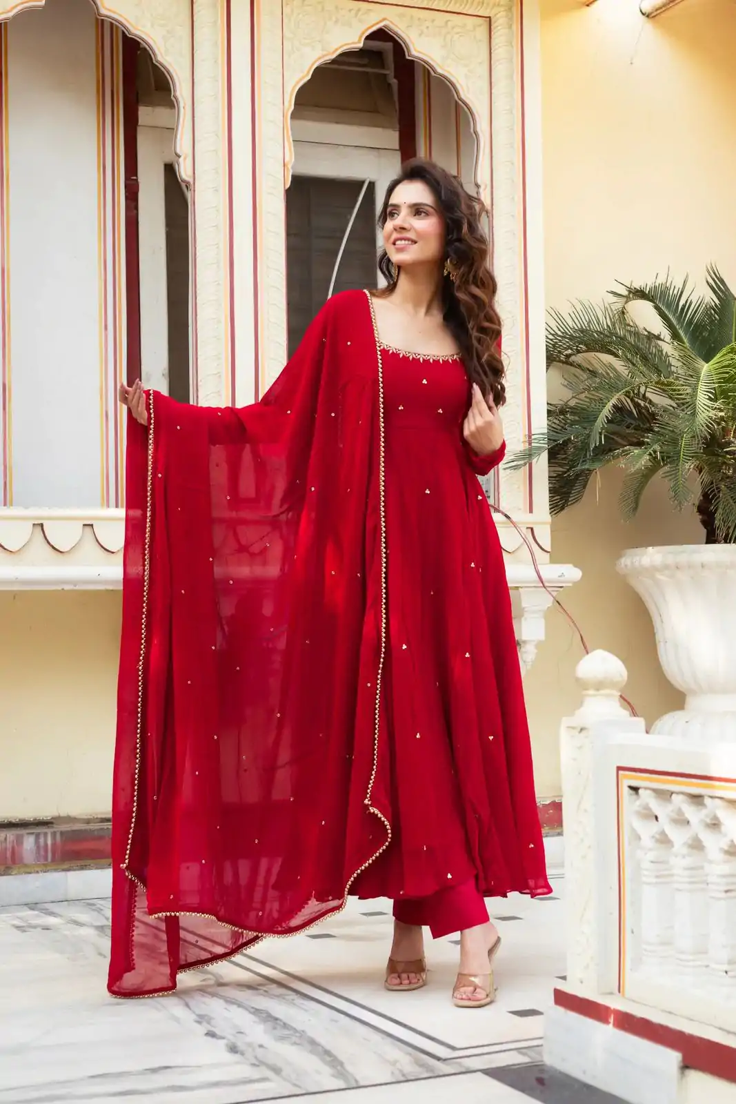 RTC 5857 Red Color Georgette Handwork Real Diamond Salwar Suit Casual, Wedding, Festive, Events . Expected Delivery  4-6 Working Days @2049/- only      | Casual Suits, Jump Suits, Salwar suit, Creative suits, Designer Suits, Palazzo Suits, Party Wear Suits, Patiala Suits, Straight Suits