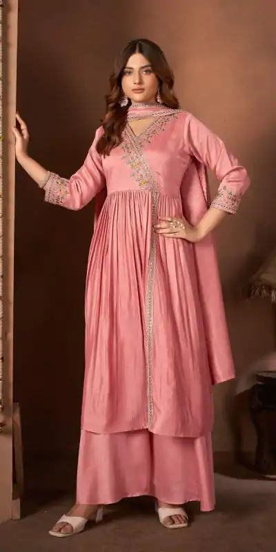 BE 316 Peach Color Vichitra Silk Embroidery Work Salwar Suit Casual, Wedding, Festive, Events . Expected Delivery 4-6 Working Days @2299/- only | Casual Suits, Jump Suits, Salwar suit, Creative suits, Designer Suits, Palazzo Suits, Party Wear Suits, Patiala Suits, Straight Suits