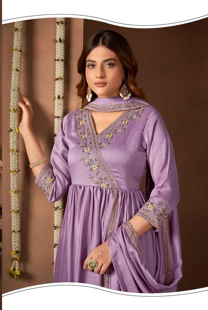 BE 316 Purple Color Vichitra Silk Embroidery Work Salwar Suit Casual, Wedding, Festive, Events . Expected Delivery  4-6 Working Days @2299/- only      | Casual Suits, Jump Suits, Salwar suit, Creative suits, Designer Suits, Palazzo Suits, Party Wear Suits, Patiala Suits, Straight Suits
