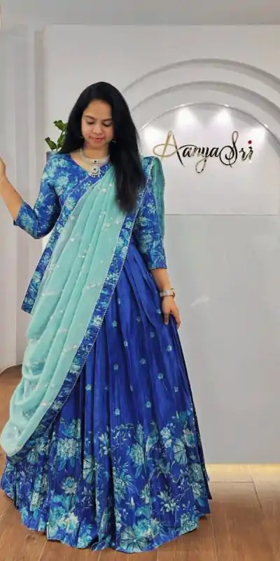 PC 506 Royal Blue Color Chinon Digital Print Lehenga Choli Casual, Wedding, Festive, Events . Expected Delivery  4-6 Working Days @2149/- only      | Lehenga, Bollywood Lehenga, Creative Lehenga, Designer Lehenga, Embroidered Lehenga, Party Wear Lehenga