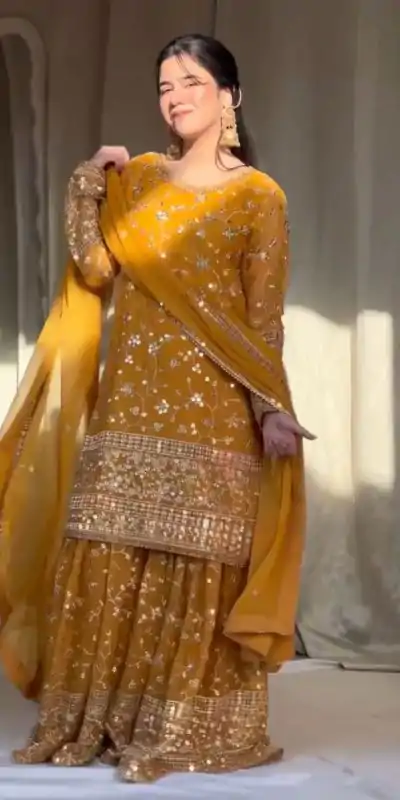RTC 5858 Yellow Color Georgette Thread 9mm Sequence Salwar Suit Casual, Wedding, Festive, Events . Expected Delivery  4-6 Working Days @2349/- only      | Casual Suits, Jump Suits, Salwar suit, Creative suits, Designer Suits, Palazzo Suits, Party Wear Suits, Patiala Suits, Straight Suits