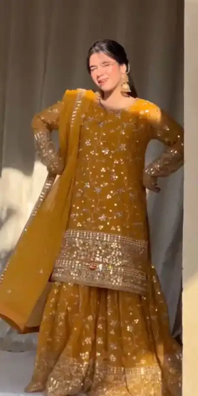 RTC 5858 Yellow Color Georgette Thread 9mm Sequence Salwar Suit Casual, Wedding, Festive, Events . Expected Delivery  4-6 Working Days @2349/- only      | Casual Suits, Jump Suits, Salwar suit, Creative suits, Designer Suits, Palazzo Suits, Party Wear Suits, Patiala Suits, Straight Suits