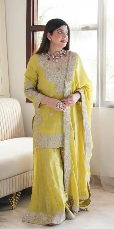 SSR 5002 Lemon Yellow Color Chinon Sequence Rivet Moti Salwar Suit Casual, Wedding, Festive, Events . Expected Delivery  4-6 Working Days @2149/- only      | Casual Suits, Jump Suits, Salwar suit, Creative suits, Designer Suits, Palazzo Suits, Party Wear Suits, Patiala Suits, Straight Suits