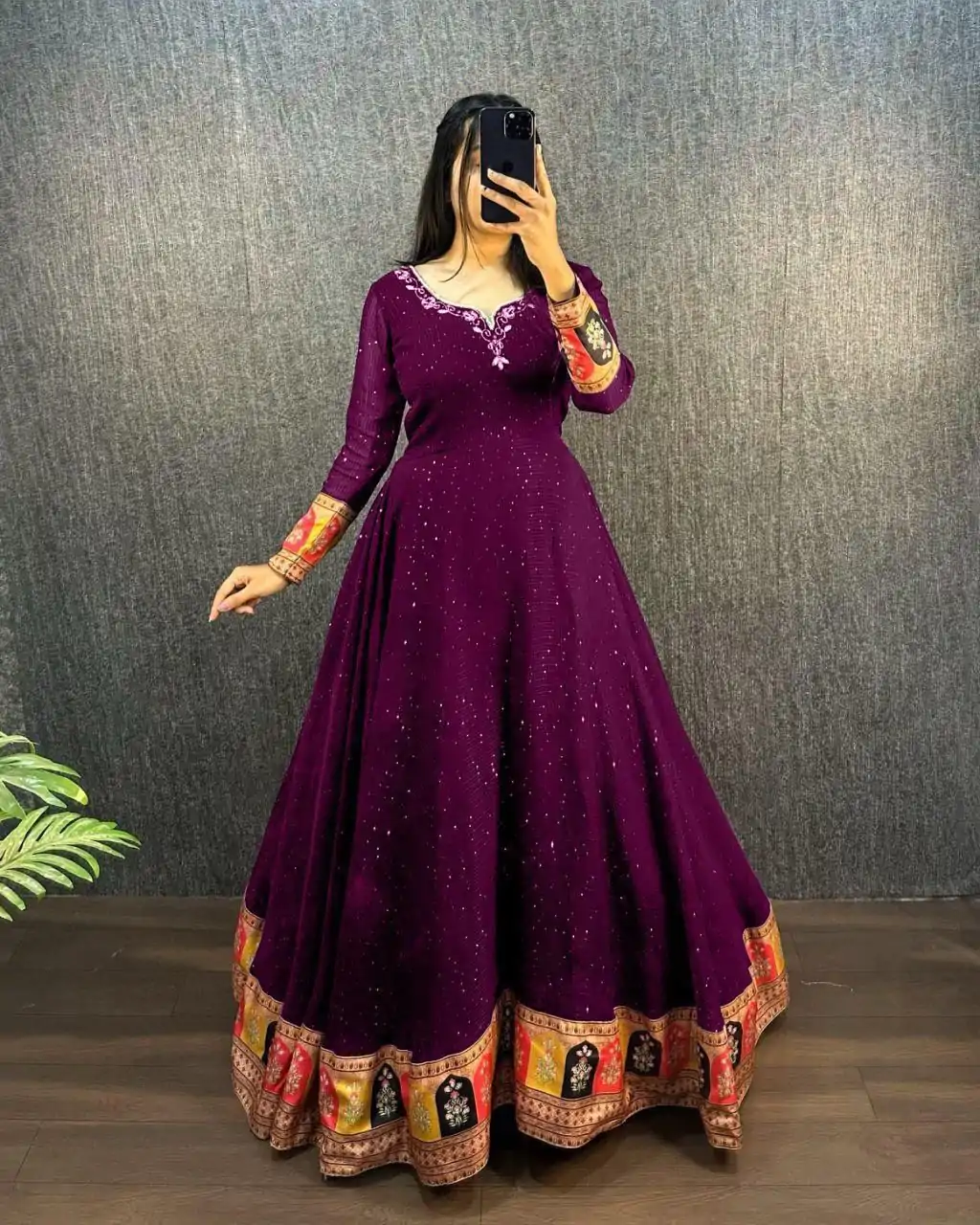 MF 781 Wine Georgette Wide Sequence Work Anarkali Gown Wedding Party, Festive, Events Etc.4-6 Working Days @ 1649/ - only | Gowns, Bollywood Gowns, Creative Gowns, Designer Gowns, Embroidered Gowns, Party Wear Gowns, Straight Suits