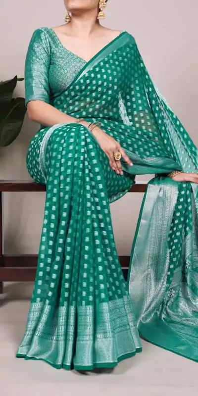 YNF 7901 Firozi Color Nylon Georgette Zari Weaving Work Saree Casual, Wedding, Festive, Events . Expected Delivery 4-6 Working Days @1599/- only | Designer Sarees, Embroidered Sarees, Sarees, Bollywood Sarees, Creative Sarees, Ethnic Saree, Modern Digital sarees, Party Wear Sarees