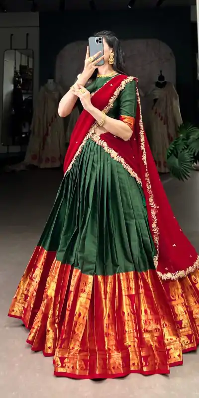 LNB 2032 Green Color Narayan Pattu Zari Weaving Work Lehenga Choli Casual, Wedding, Party, Festive, Events Etc.4-6 Working Days@ 1999/-only | Lehenga, Bollywood Lehenga, Creative Lehenga, Designer Lehenga, Embroidered Lehenga, Party Wear Lehenga