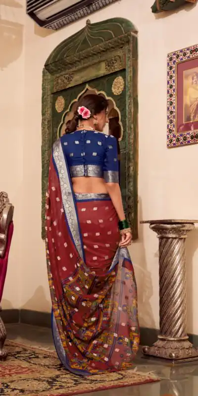 YNF 7031 Maroon Color Poly Cotton Kalamkari Print Saree Casual, Wedding, Festive, Events . Expected Delivery  4-6 Working Days @1699/- only                                                                                                                                           | Designer Sarees, Embroidered Sarees, Sarees, Bollywood Sarees, Creative Sarees, Ethnic Saree, Modern Digital sarees, Party Wear Sarees