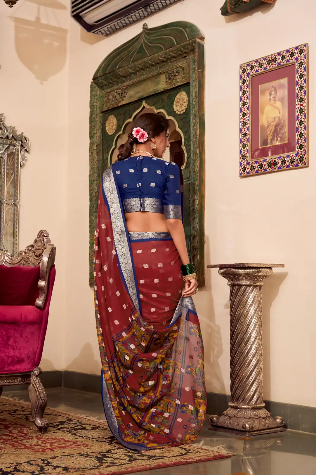 YNF 7031 Maroon Color Poly Cotton Kalamkari Print Saree Casual, Wedding, Festive, Events . Expected Delivery  4-6 Working Days @1699/- only                                                                                                                                           | Designer Sarees, Embroidered Sarees, Sarees, Bollywood Sarees, Creative Sarees, Ethnic Saree, Modern Digital sarees, Party Wear Sarees