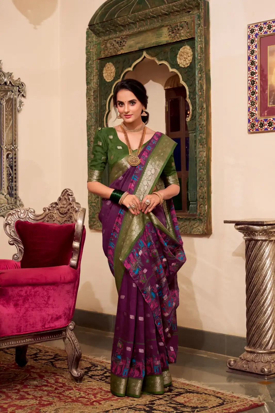 YNF 7031 Wine Color Poly Cotton Kalamkari Print Saree Casual, Wedding, Festive, Events . Expected Delivery  4-6 Working Days @1699/- only                                                                                                                                           | Designer Sarees, Embroidered Sarees, Sarees, Bollywood Sarees, Creative Sarees, Ethnic Saree, Modern Digital sarees, Party Wear Sarees