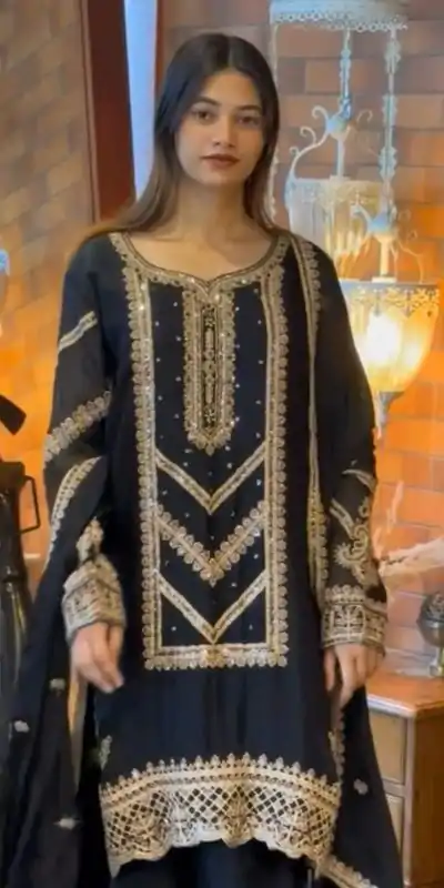 VLM 273 Black Color Georgette Embroidery Work Salwar Suit Casual, Wedding, Festive, Events . Expected Delivery  4-6 Working Days @2149/- only      | Casual Suits, Jump Suits, Salwar suit, Creative suits, Designer Suits, Palazzo Suits, Party Wear Suits, Patiala Suits, Straight Suits