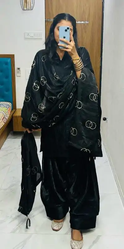 BE 341 Black Color Fendi Silk Salwar Suit Casual, Wedding, Festive, Events . Expected Delivery  4-6 Working Days @1849/- only      | Casual Suits, Jump Suits, Salwar suit, Creative suits, Designer Suits, Palazzo Suits, Party Wear Suits, Patiala Suits, Straight Suits