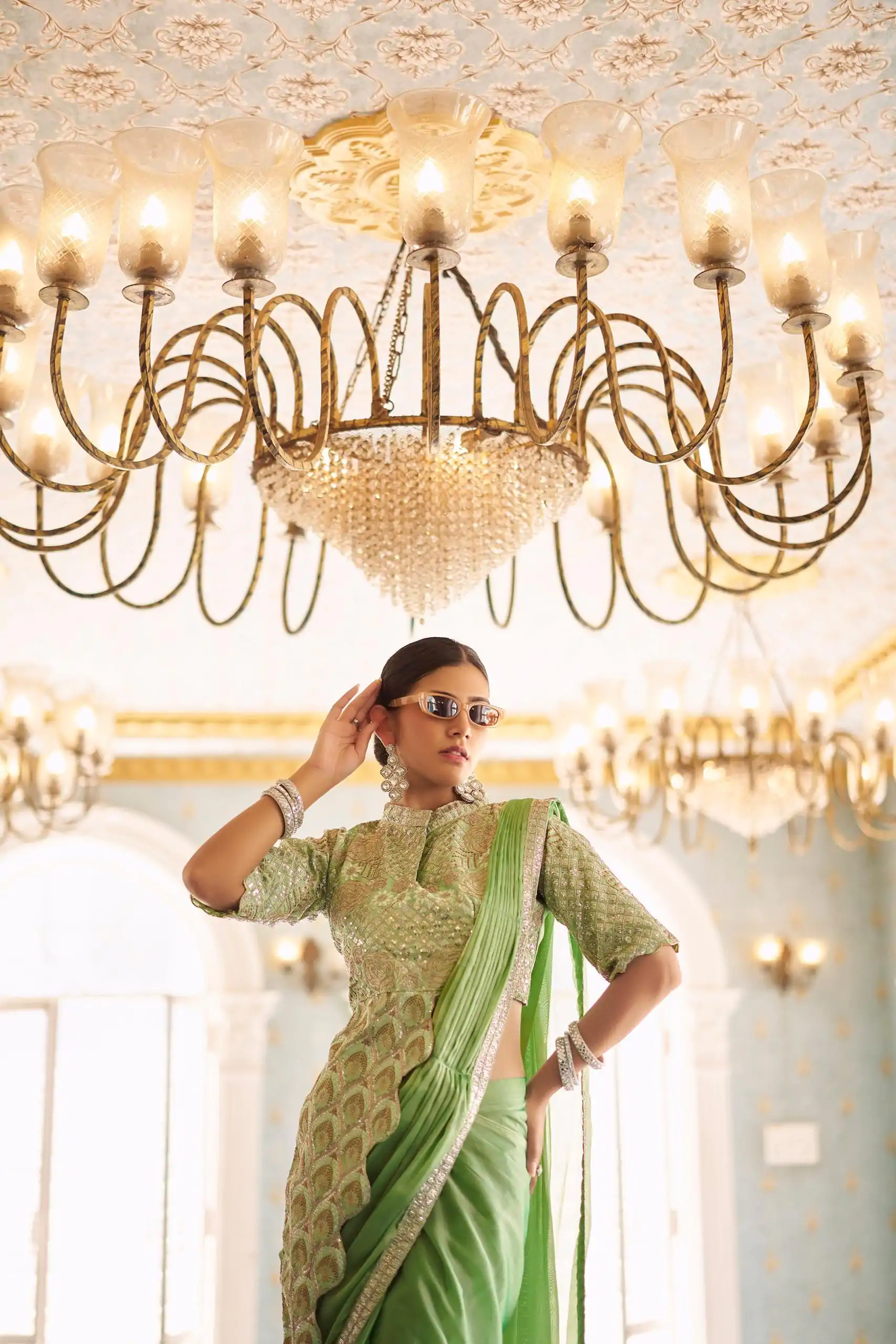 ST 1103 Pista Color Chinon Embroidery Work Lace Border Saree Casual, Wedding, Festive, Events . Expected Delivery  4-6 Working Days @2099/- only                                                                                                                                           | Designer Sarees, Embroidered Sarees, Sarees, Bollywood Sarees, Creative Sarees, Ethnic Saree, Modern Digital sarees, Party Wear Sarees