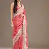 BT 1265 Peach Color Gold Crush Sequins Work Fancy Border Saree Casual, Wedding, Festive, Events . Expected Delivery  4-6 Working Days @2249/- only                                                                                                                                           | Designer Sarees, Embroidered Sarees, Sarees, Bollywood Sarees, Creative Sarees, Ethnic Saree, Modern Digital sarees, Party Wear Sarees